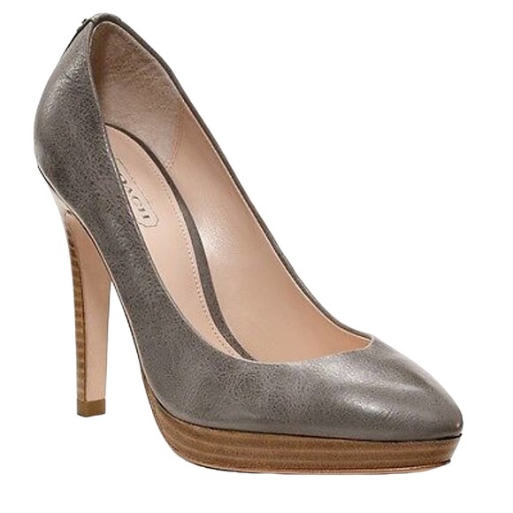 Coach CHELSIE Classic Pointy Distressed Pump Platform Heel Shoe Gray 9.5/10 New - Picture 1 of 1